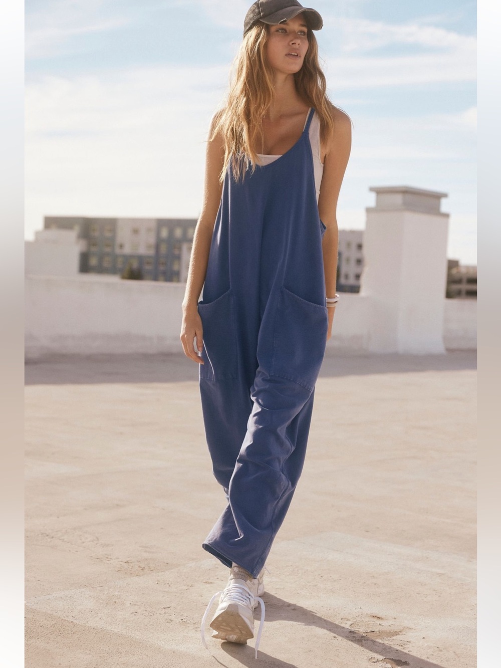 Free People Navy Blue Hot Shot Onesie